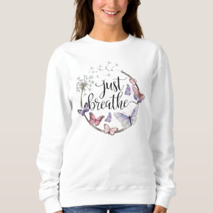 Breathe Blommigt Dandelion Butterflies-citat T Shirt