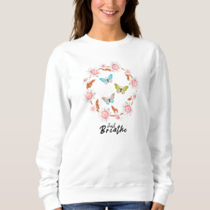 Breathe Blommigt Dandelion Butterflies-citat T Shirt