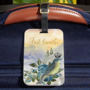 Breathe Blue Bird Collage Bagagebricka