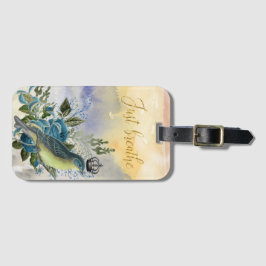 Breathe Blue Bird Collage Bagagebricka