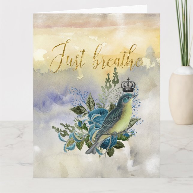 Breathe Blue Bird Collage Kort (Framsida)