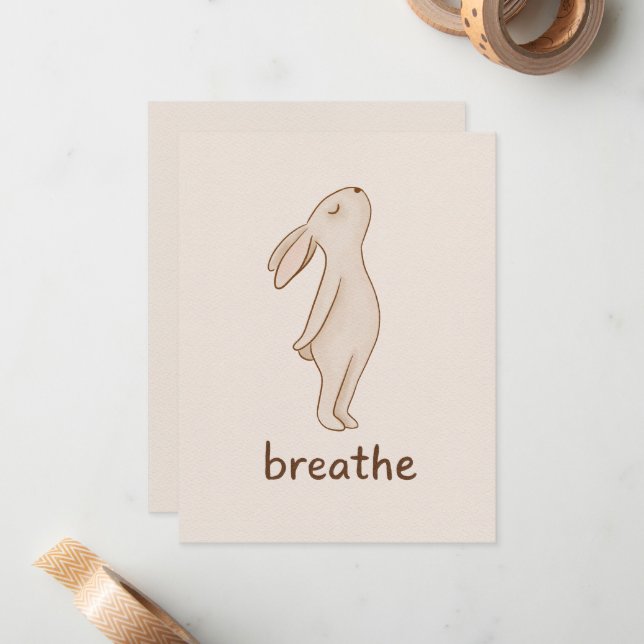Breathe Bunny Flat Note Card Anteckningskort (Fram/Back In Situ)