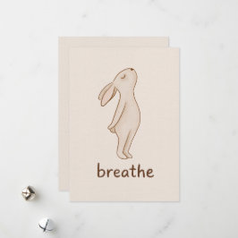 Breathe Bunny Minimalist Encouragement Card Julkort
