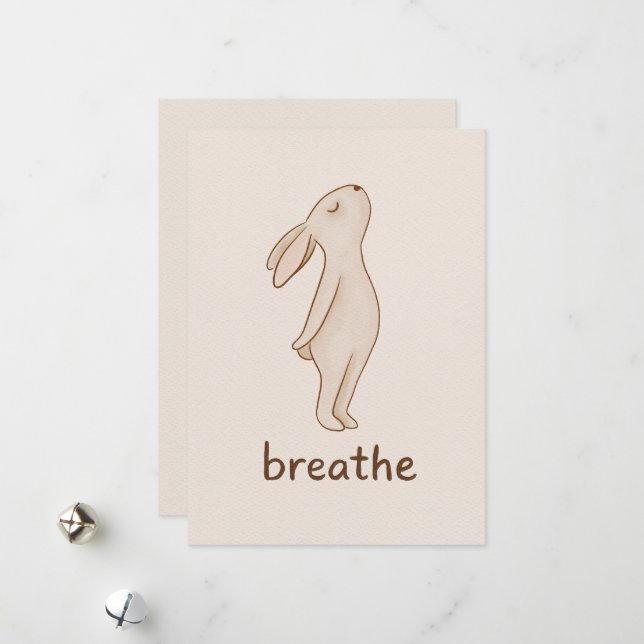 Breathe Bunny Minimalist Encouragement Card Julkort (Fram/Back In Situ)