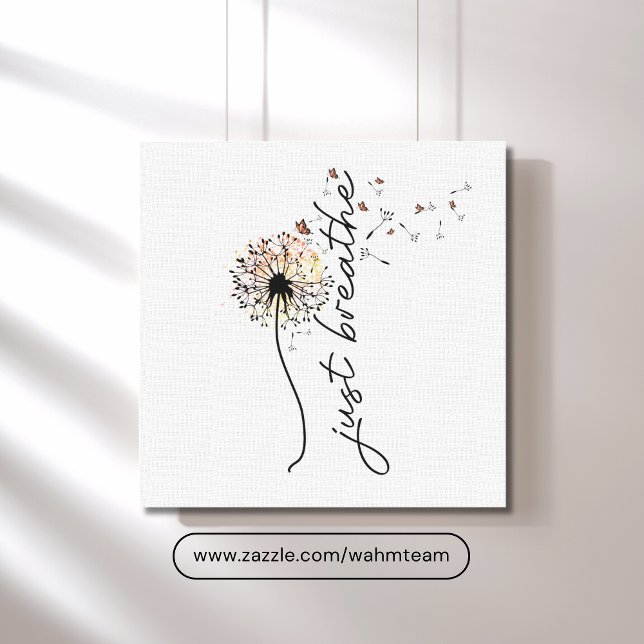 Breathe Dandelion Butterfly-inspirationen Yoga Canvastryck (Just Breathe Dandelion Blowing in Wind Wall Art Canvas)