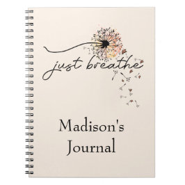 Breathe Dandelion Butterfly Notebook Journal Anteckningsbok