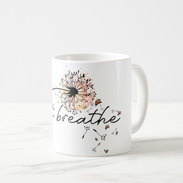 Breathe Dandelion inspiration Yoga Enmod Kaffemugg (Framsida höger)
