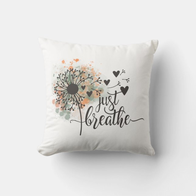 Breathe Dandelion med Hearts Yoga Enmod Kudde (Framsida)