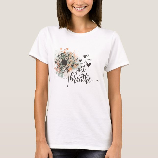 Breathe Dandelion med Hearts Yoga T Shirt (Framsida)
