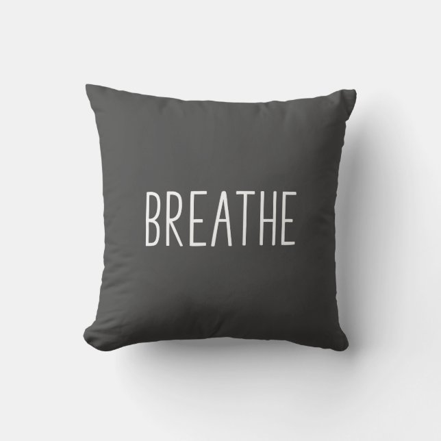 Breathe | Enkel motivering Boho Grått Kudde (Framsida)