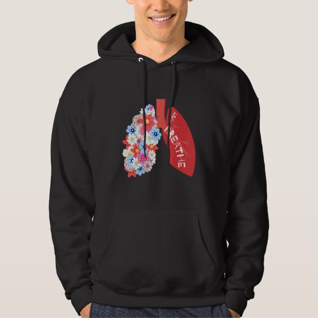 Breathe Floral Lung Respiratory Therapist RT Hoodie (Framsida)