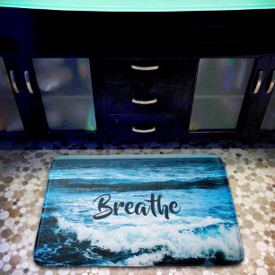 "Breathe" Hawaii Turcoise Blue Ocean Vågar Photo Badrumsmatta