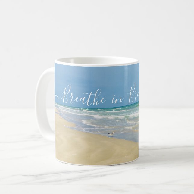 Breathe in Breathe Out BeSnyn Beach Yoga Kaffemugg (Framsida vänster)