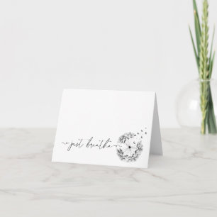 Breathe in Minimalist Script med Dandelion Anteckningskort