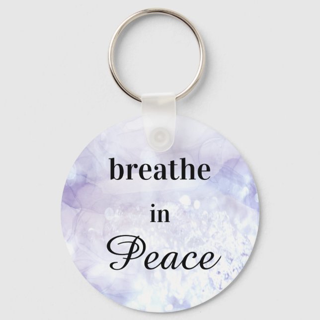 *~* Breathe in Peace Lavender Watercolor Keychain Nyckelring (Framsida)