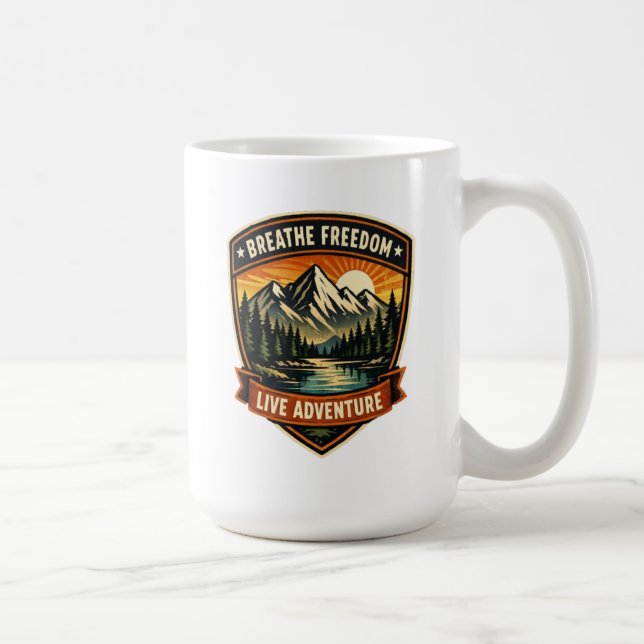 Breathe in the freedom, live the adventure kaffemugg (Höger)