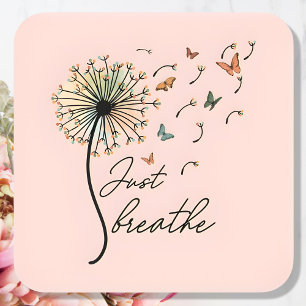 Breathe Inspirational Quote Gift Fyrkantigt Klistermärke
