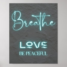 Breathe Kärlek Blå nyans, citat: Poster