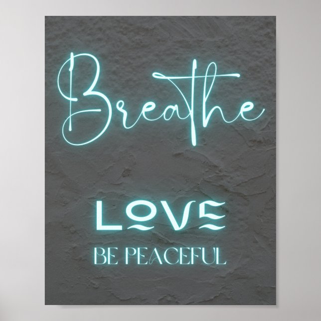 Breathe Kärlek Blå nyans, citat: Poster (Framsidan)