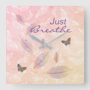 Breathe Löv Butterflies Pastel Fyrkantig Klocka