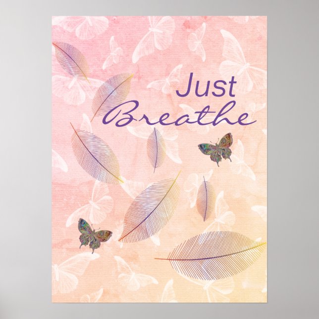 Breathe Löv Butterflies Pastel Poster (Framsidan)