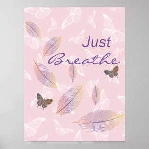 Breathe Löv Butterflies Rosa Poster