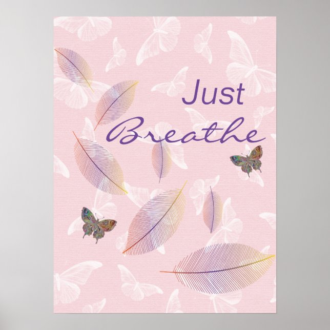Breathe Löv Butterflies Rosa Poster (Framsidan)