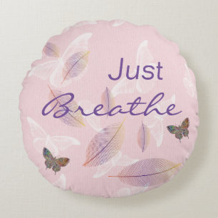 Breathe Löv Butterflies Rosa Rund Kudde