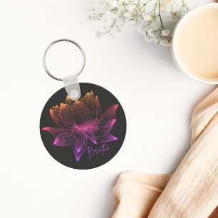 Breathe Modern Lotus Flower Yoga Meditation Keycha Nyckelring