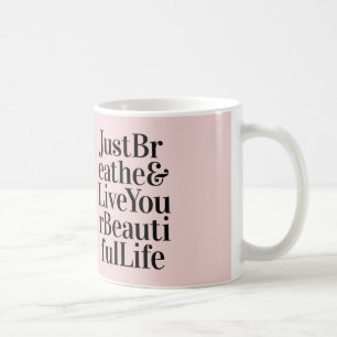 Breathe Modern Quote Rosa Gifts bara Kaffemugg