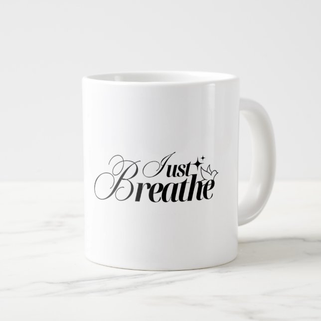 Breathe Motivative Quote Mugg Jumbo Mugg (Framsida höger)