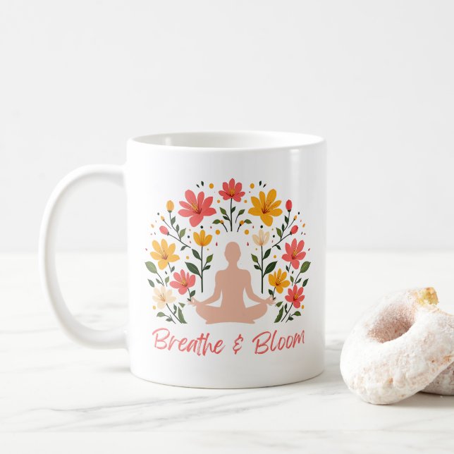 Breathe och Bloom Yoga Meditation Mugg (Med munk)