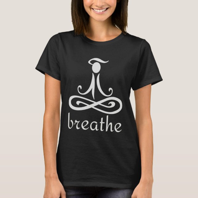 Breathe Om Yoga Meditation Symbol T Shirt (Framsida)