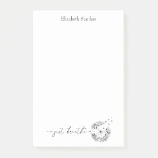 Breathe Quote Dandelion i Vindens skript Post-it Block