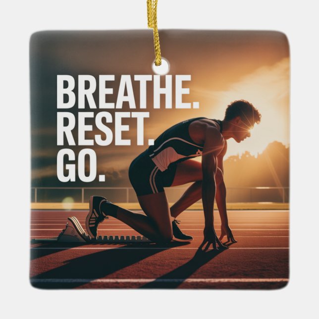 Breathe. Reset. Go. Julgransprydnad Keramik (Framsida)