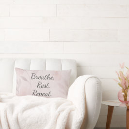 Breathe Rest Repeat Elegant Blush Pink Floral Lumbarkudde