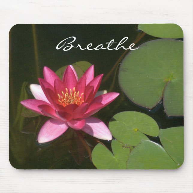 "Breathe " Rosa Lotus Blommar MousePad Musmatta (Framsidan)