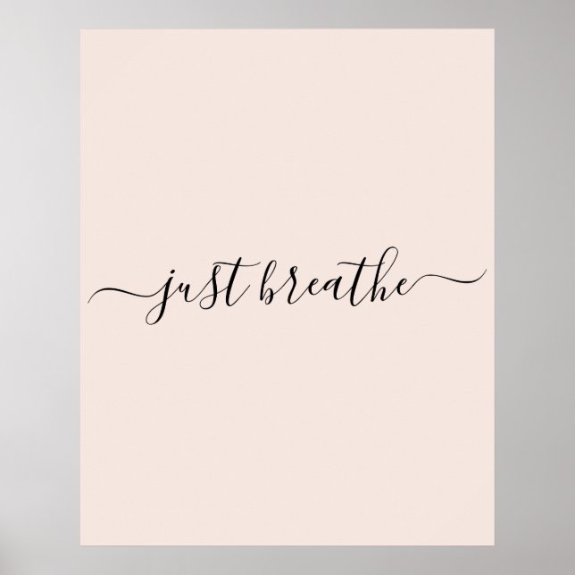 Breathe  rosa-skript - motiveringstecken poster (Framsidan)