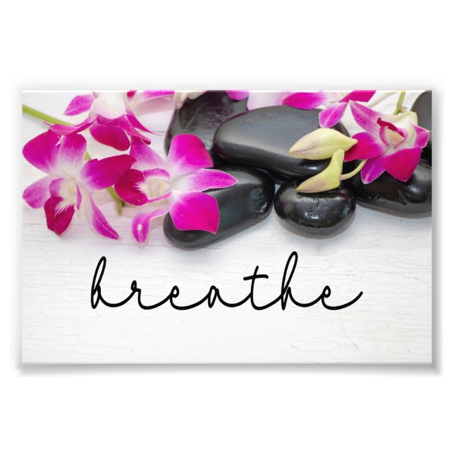 Breathe Serenity: Orchid, Hett Stone Spa & Yoga Fototryck (Framsidan)