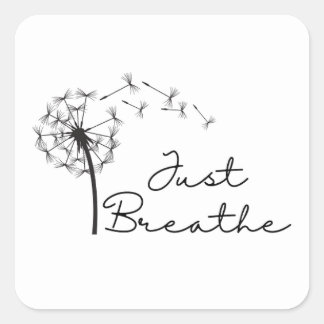 Breathe Sticker med Dandelion Fyrkantigt Klistermärke