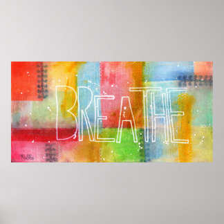 - BREATHE - Typography Art Painting Poster Print