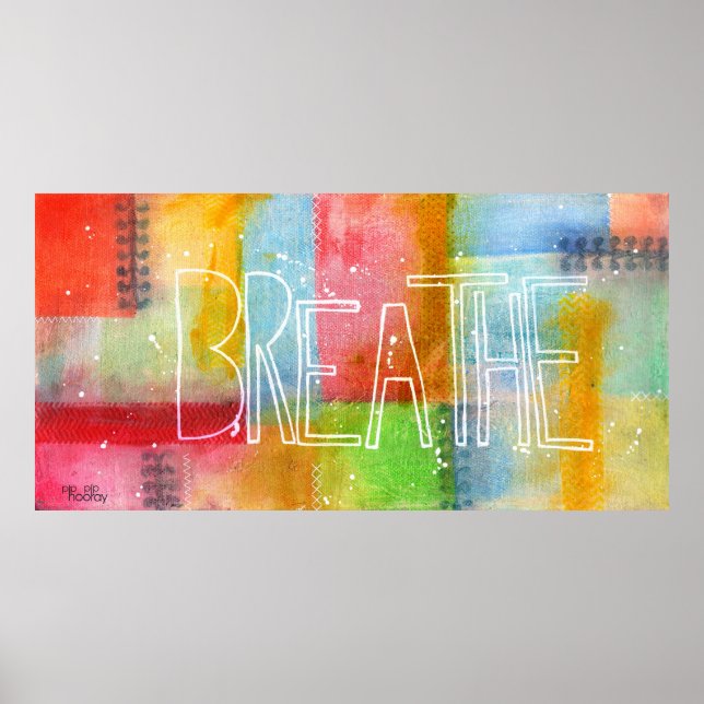 - BREATHE - Typography Art Painting Poster Print (Framsidan)