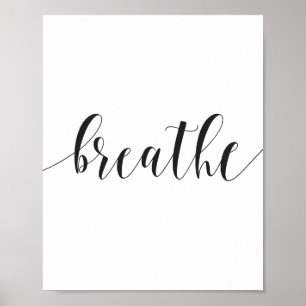Breathe Typography Motivational Quote, Zen Slappna Poster