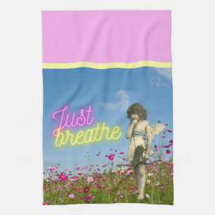 Breathe Vintage Angel Altered Art Kökshandduk