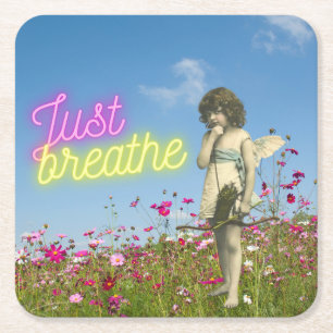 Breathe Vintage Angel Altered Art Underlägg Papper Kvadrat