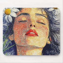 Breathe With Daisys Graphic Nature Porträtt Woman Musmatta