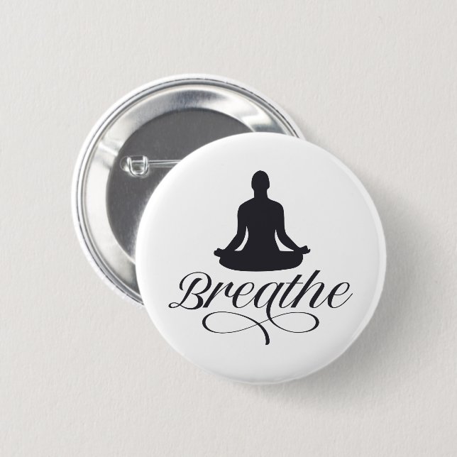 Breathe Yoga Pose Silhouette Knapp (Framsida & baksida)