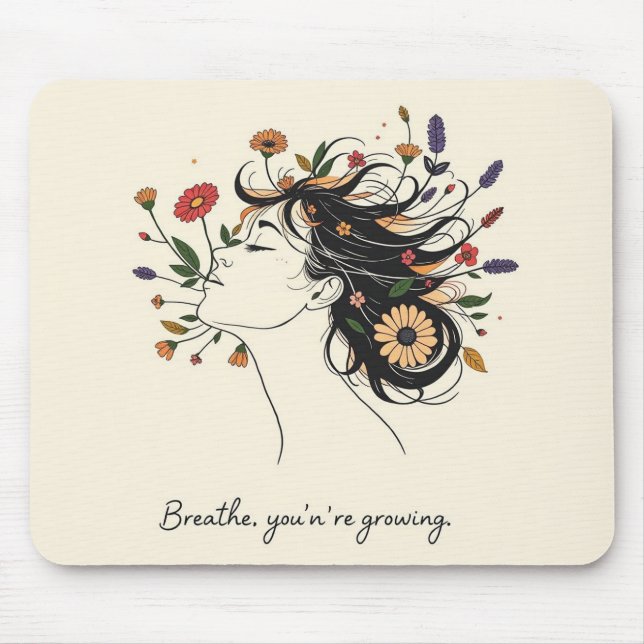 “Breathe, You’re Growing” Floral Mindfulness pad Musmatta (Framsidan)