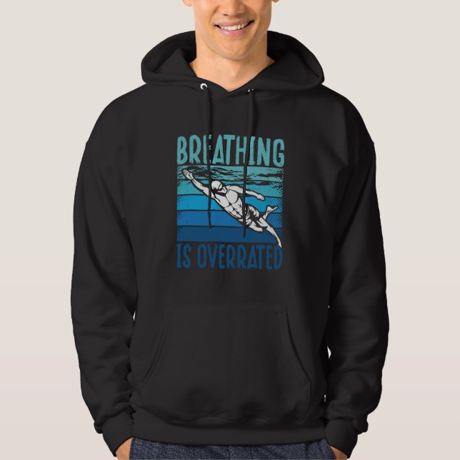 Breathing Is Overrated Swim Coach  Swimming Hoodie (Framsida)