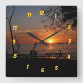 Breathtake Tamarindo Sunset Fyrkantig Klocka